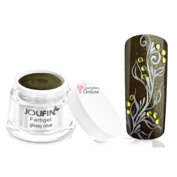 Gel UV Jolifin cu sclipici Glossy Olive 5 ml